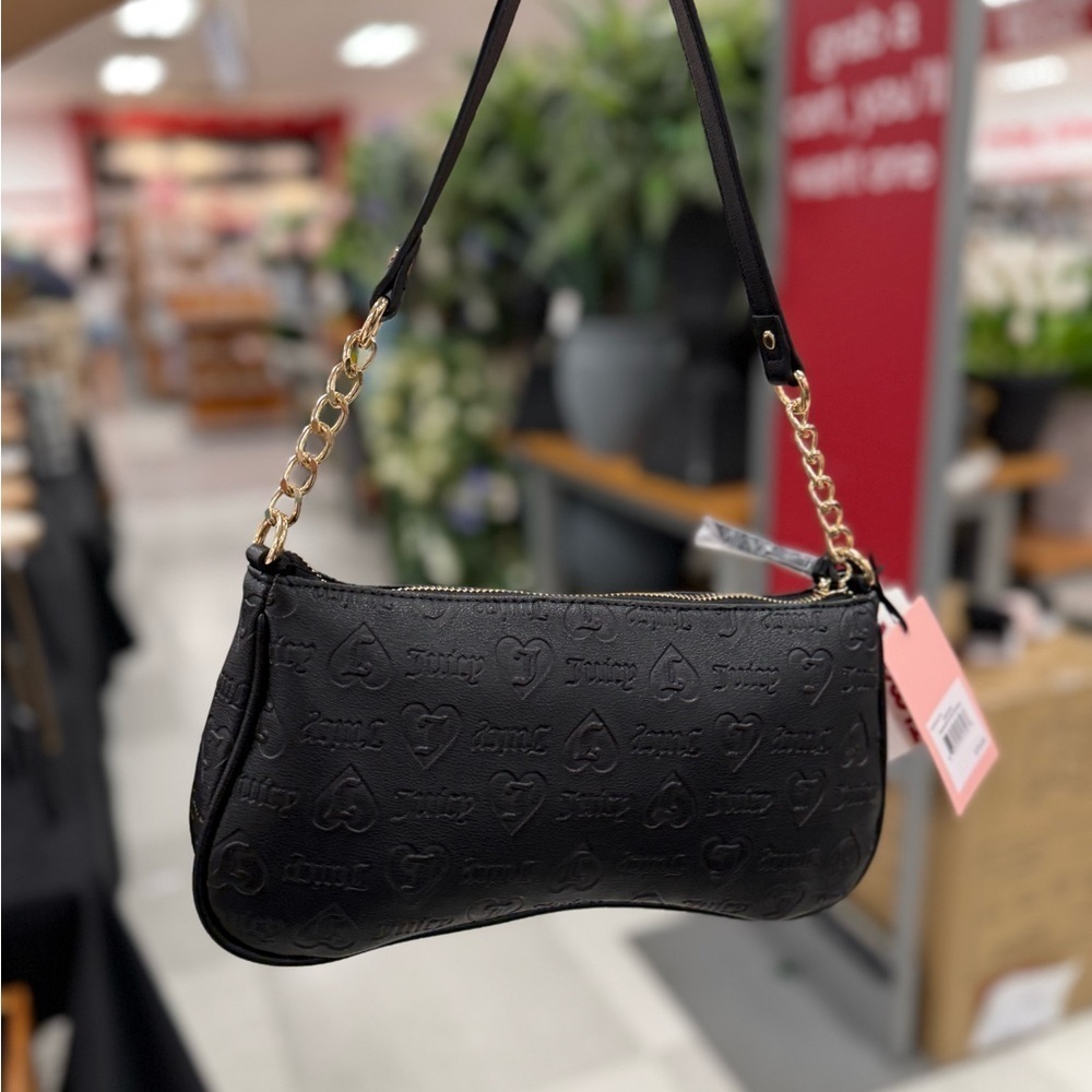 Juicy Couture Pink and Black Shoulder Bag with Gold Chain - Picture 3 of 3